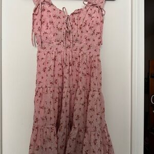 Pink Floral Sleeveless Mini Dress